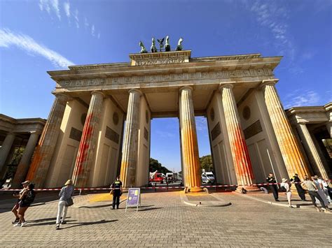 Cleanup of Berlin’s Brandenburg Gate after climate protest to be longer and more expensive